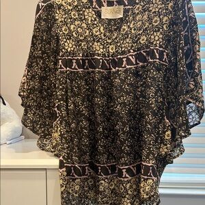 Anthropologie / SUNNER BRAND Black and Cream Floral Blouse